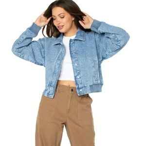 Celebrity Pink Denim Bomber Jacket